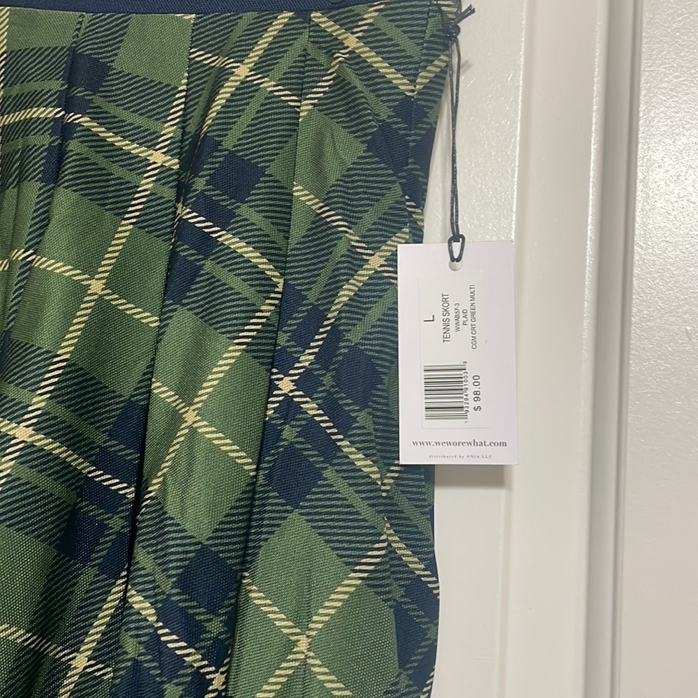 NWT Revolve WeWoreWhat Plaid Tennis Skort in Court Green Multicolored - Picture 4 of 5